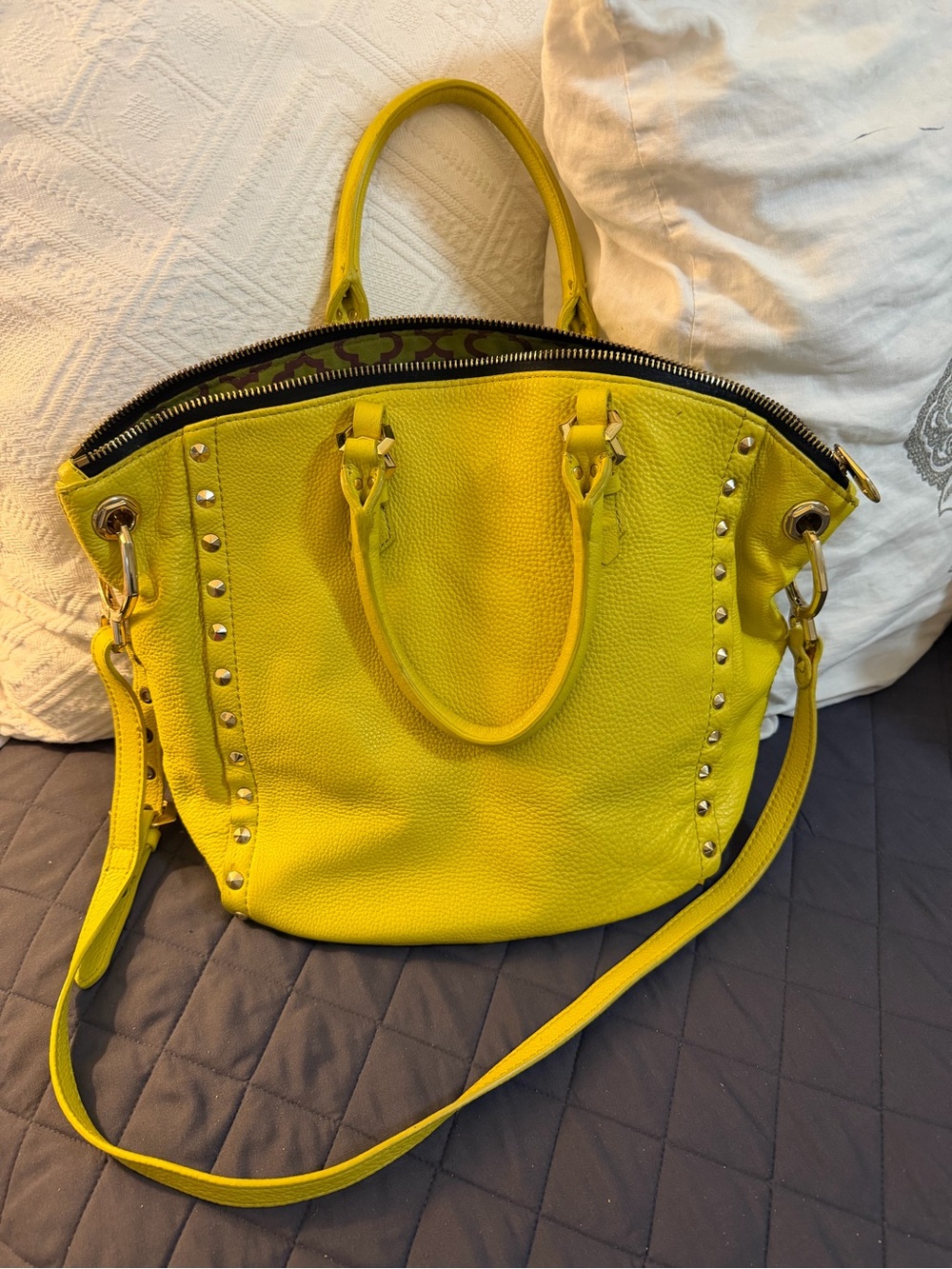 ORYANY DESIGNER GENUINE LEATHER Stud-accent handbag